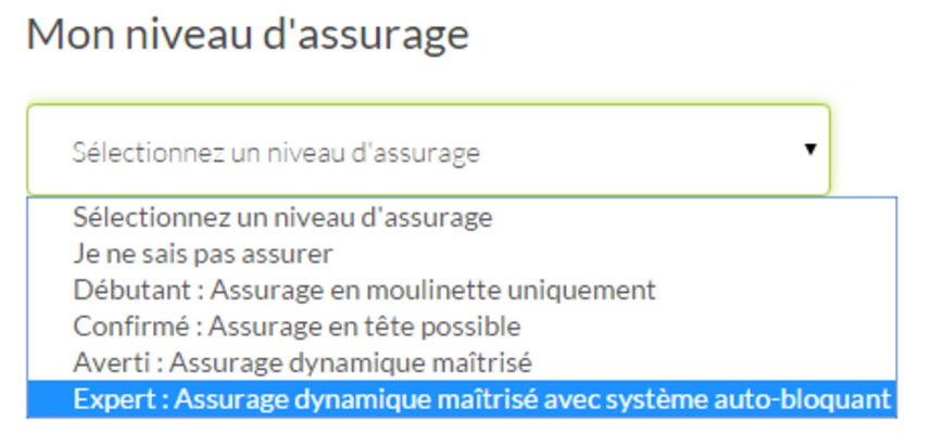 Nouvelle fonctionnalité : niveau d'assurage !