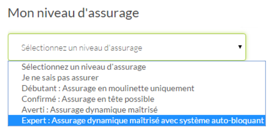 Nouvelle fonctionnalité : niveau d'assurage !