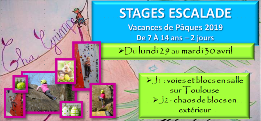 STAGE D'ESCALADE - VACANCES DE PÂQUES 2019 - De 7 à 14 ans - 2 jours